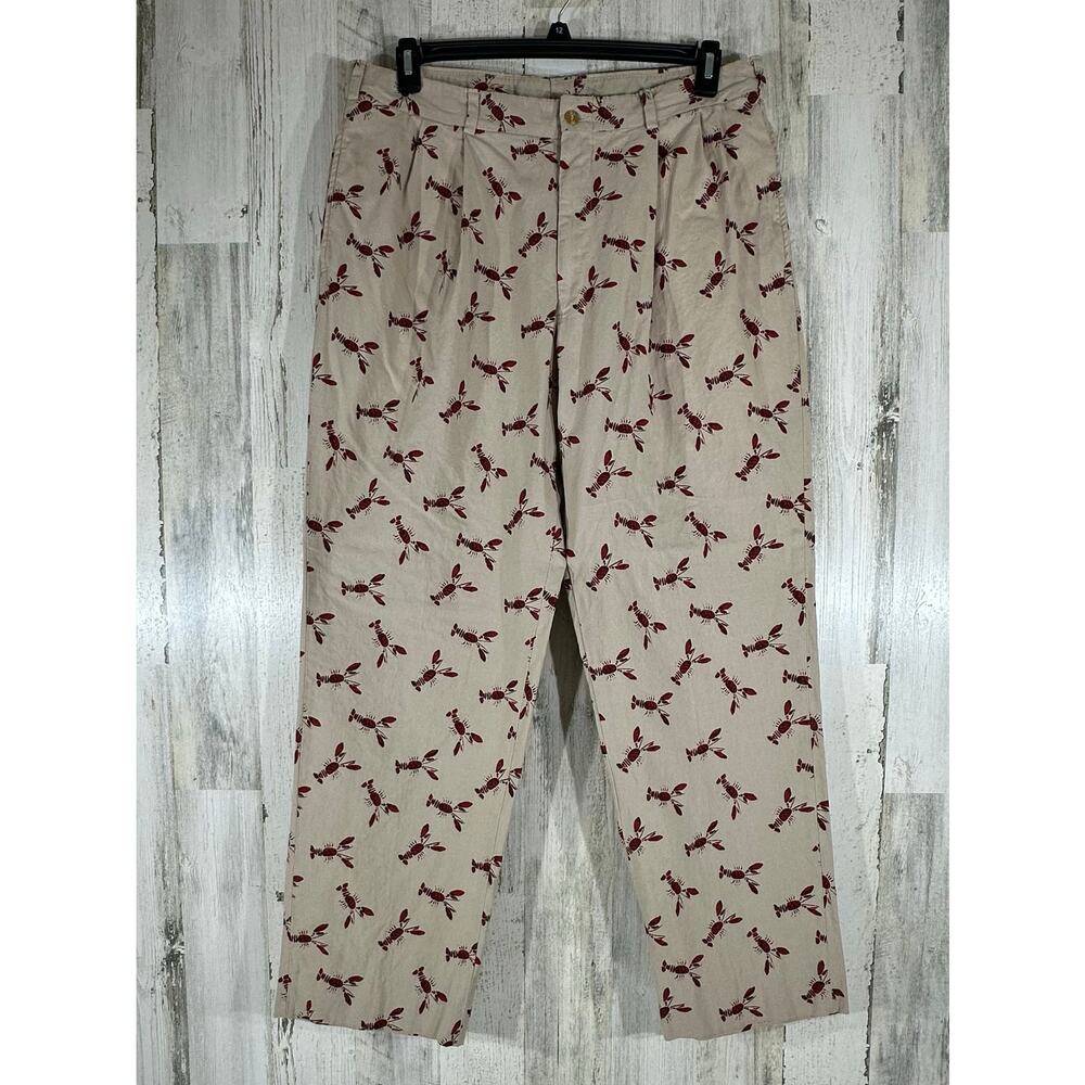 Bills Khakis Mens Pants Size 36x30 Mid Rise Beige‎ Red Crawfish Lobster Crawdad